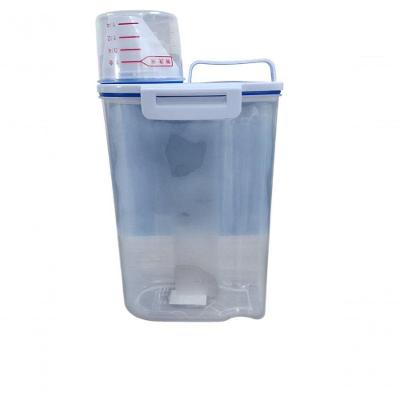 Pote Hermético Multiuso com Dosador Plástico PP Copo Medidor Cozinha Transparente Branco e Azul Top