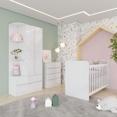 Quarto de Bebê Completo Labirinto 2 Portas 6 Gavetas Branco Móveis Henn