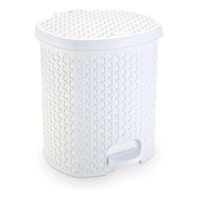 Lixeira Rattan 6L Polipropileno Abertura com Pedal Branco Plasnorthon