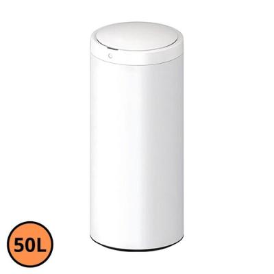 Lixeira com Sensor Redonda 50L Aço Inox Abertura Automática Branca Globalmix