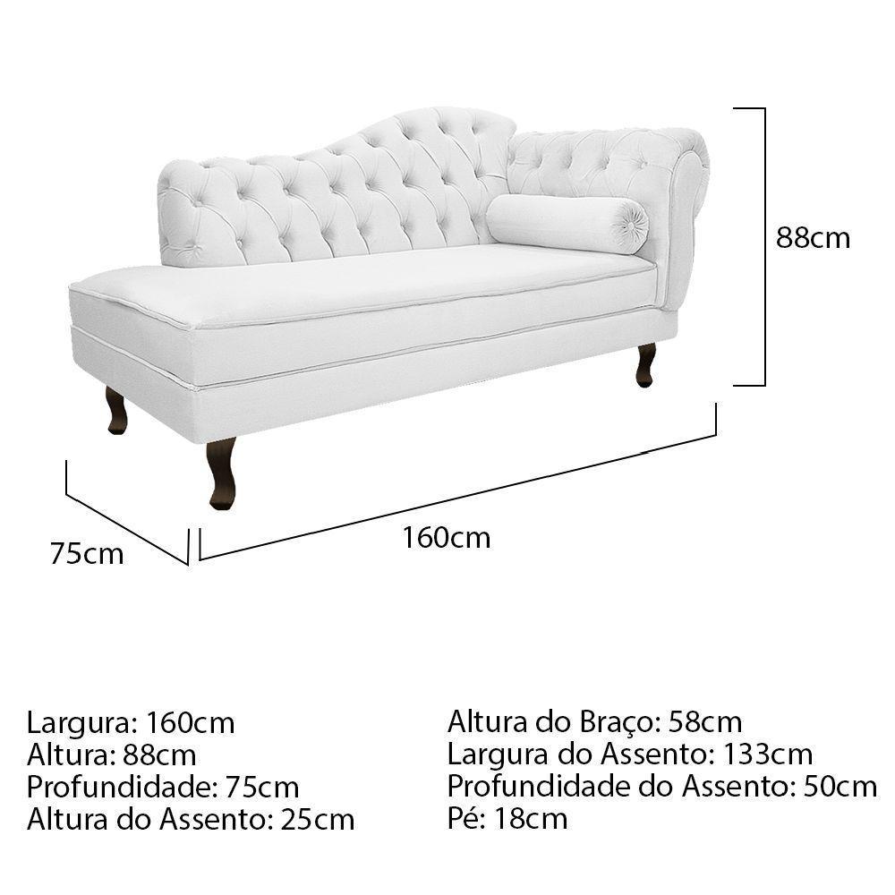 Diva Recamier Diana 160Cm Lado Esquerdo Corano - Doce Sonho Móveis Cor Branco - 2