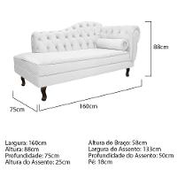 Diva Recamier Diana 160Cm Lado Esquerdo Corano - Doce Sonho Móveis Cor Branco - 2