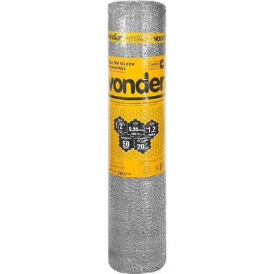 Tela Metálica Hexagonal para Viveiro Malha 1-2 BWG 24 Aço Carbono Galvanizado Vonder