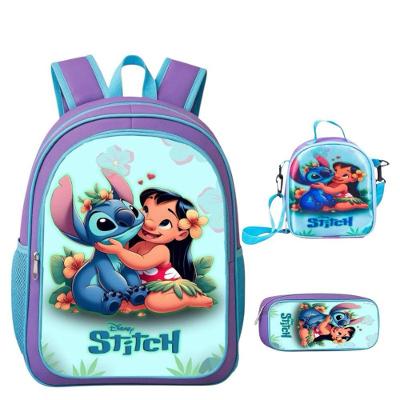 Kit Escolar OEM Lilo e Stitch Mochila Infantil com Rodinha Lancheira Térmica Estojo