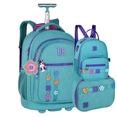 Kit Escolar OEM Rebecca Bonbon Flower Power Mochila de Carrinho 19L Lancheira Térmica 5,7L Verde