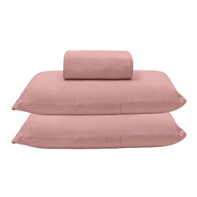 Jogo de Lençol Kazzavip Casal Malha 100% Algodão Basic Liso Rosa Pastel 3 Peças Buettner