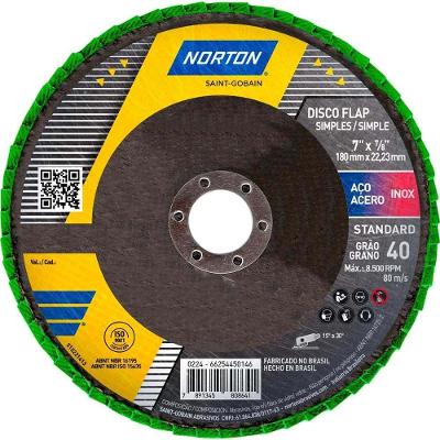 Disco Flap Disc R244 Standard Desbaste e Acabamento Aço Carbono e Inox Grão 40 Norton