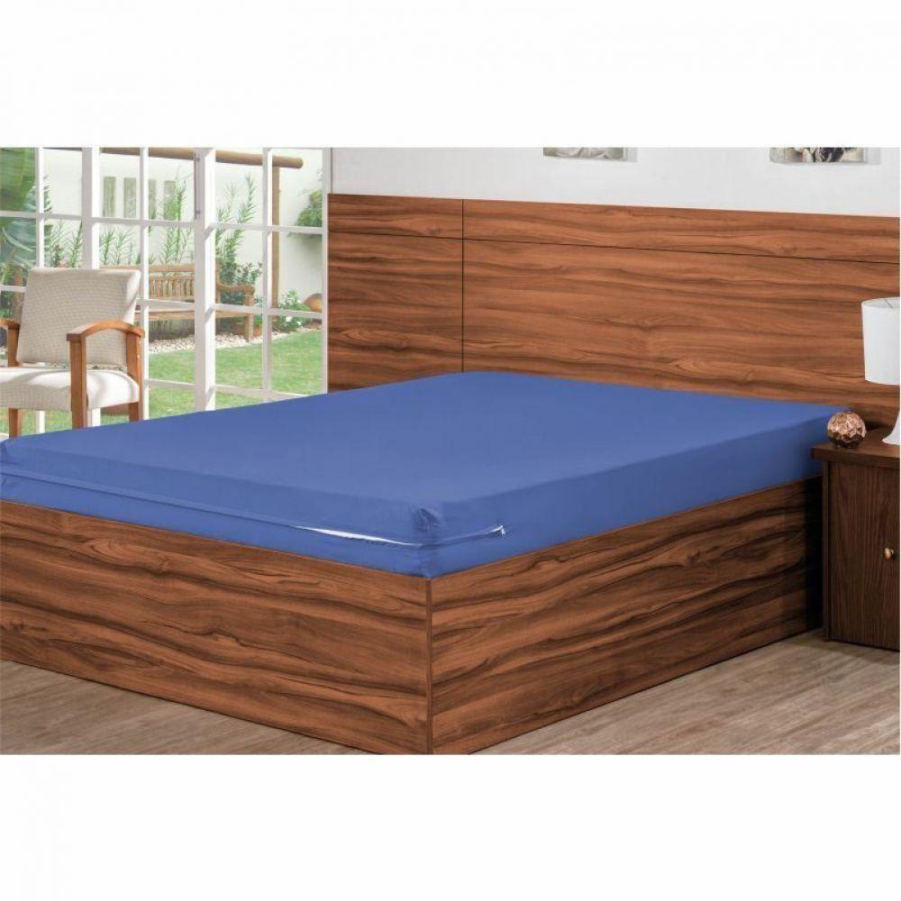 Capa para Colchão com Zíper Solteiro Azul Bordados Ricardo - 3