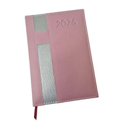 Agenda OEM Diária 2026 com Suporte para Caneta 352 Páginas Rosa com Prata