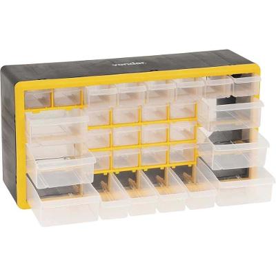 Organizador Plástico OPV 300 para Peças Pequenas com 30 Gavetas Preto Amarelo Vonder