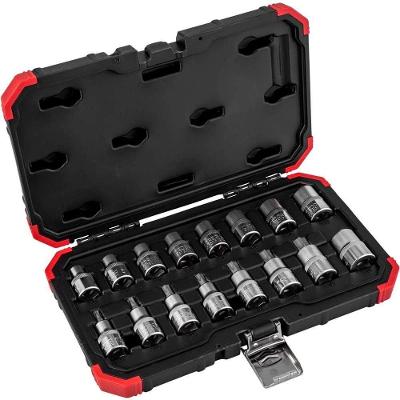 Jogo de Soquetes Hexalobular R68003016 Encaixe de 1-2 16 Peças Aço Cromo Vanádio Gedore