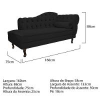 Diva Recamier Diana 160Cm Lado Esquerdo Corano - Doce Sonho Móveis Cor Preto - 2