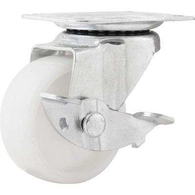 Rodízio Giratório com Freio Rodízio Giratório 2 Nylon Branco para Móveis Máquinas Equipamentos
