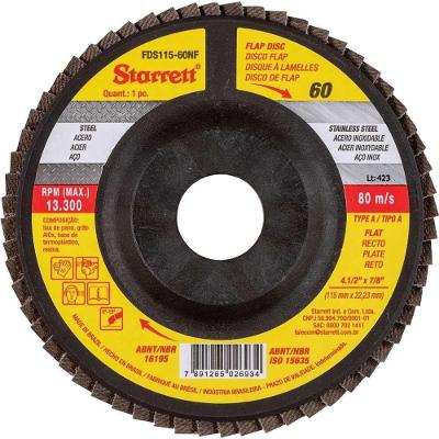 Flap-disc Disco de Desbaste Acabamento FDS115-60NF Grão 60 Perfil Reto 115mm Starrett