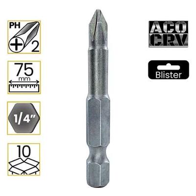 Ponta Phillips Ph2 75mm Enc 1-4 Magnética Aço Cromo Vanádio Vip Industrial