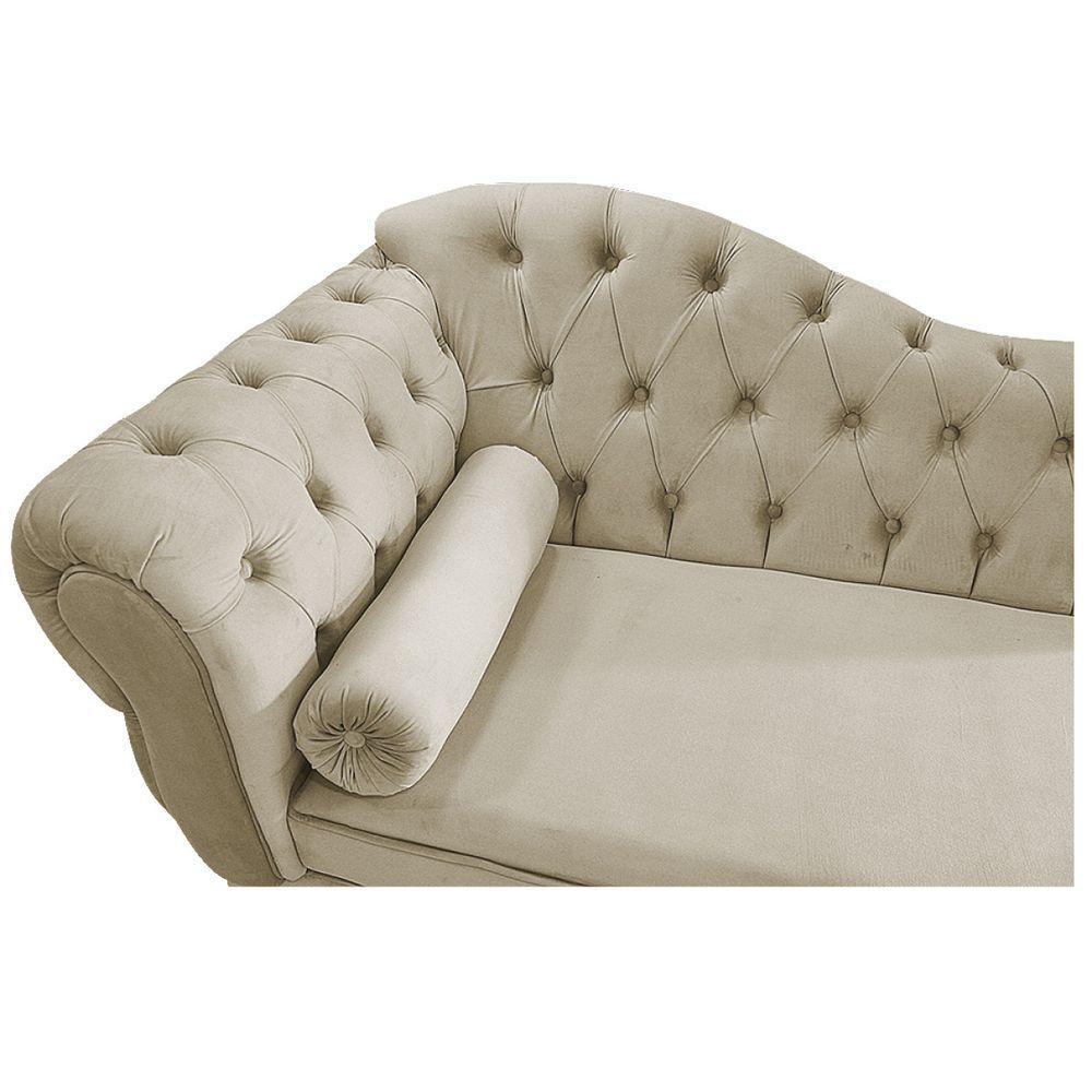 Diva Recamier Diana 160Cm Lado Direito Linho - Doce Sonho Móveis Cor Bege - 10