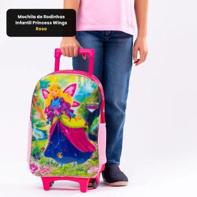 Mochila de Rodinhas Infantil First Bikes Princess Wings Poliester Rosa Menina