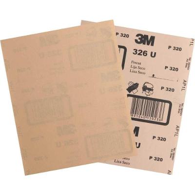 Lixa em Folha Automotiva 326U Ouro Grao P320 para Lixamento Manual a Seco e Acabamento