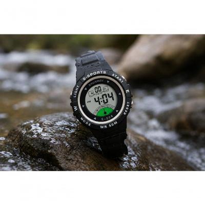 Relógio Masculino Digital Esportivo Led 50M Pulseira Resina Preto Tudo em Caixa