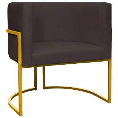 Poltrona Luna Decorativa com Assento Espuma D-26 Veludo Preto 65CM SMF Decor