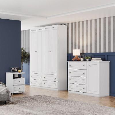 Quarto Juvenil Completo Americana 5 Portas 10 Gavetas Branco HP Móveis Henn