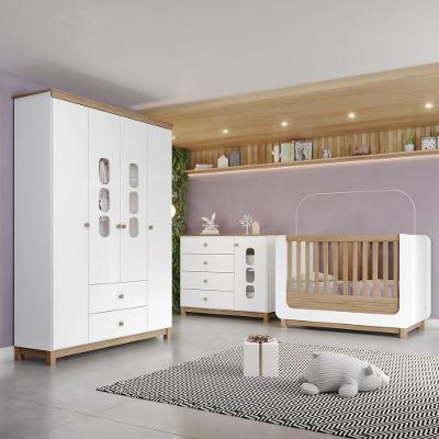 Quarto de Bebê Completo Aconchego 5 Portas 6 Gavetas Branco Móveis Henn