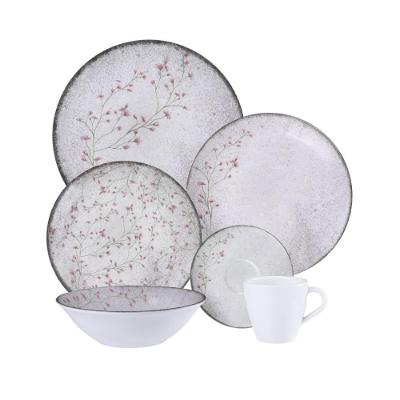 Jogo de Jantar Floralis 48 Peças com Bowl Porcelana Decorada Floral Branco Tramontina