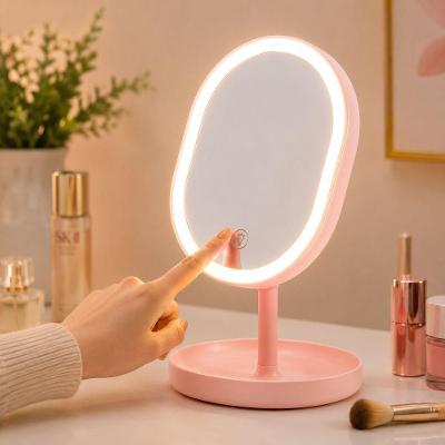 Espelho de Maquiagem de Mesa com Iluminacao LED Recarregavel Moderno Branco Tudo em Caixa