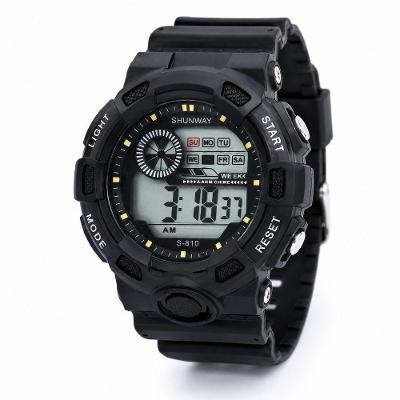 Relógio Masculino S-810 Esportivo Digital LED Plástico Preto Tudo em Caixa