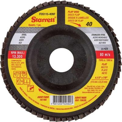 Flap-disc Disco de Desbaste-acabamento FDS115-40NF Grão 40 Óxido de Alumínio Starrett