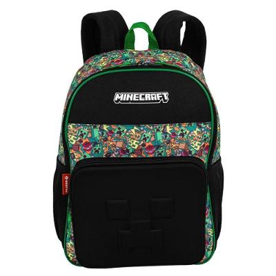 Mochila Infantil Escolar de Costas Sestini Funtage Minecraft Grande Colorido