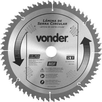 Lâmina de Serra Circular 4650018560 Corte em Mdf Dentes de Metal Duro Vonder