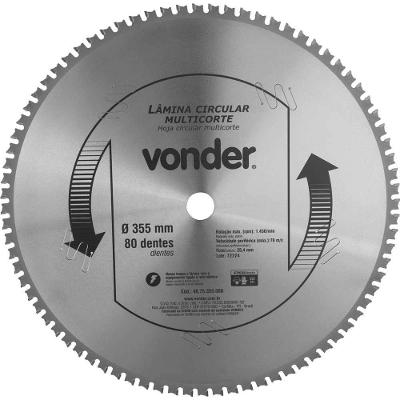 Lâmina Circular Multicorte 355mm X 80 Dentes Metal Duro Vídea Vonder