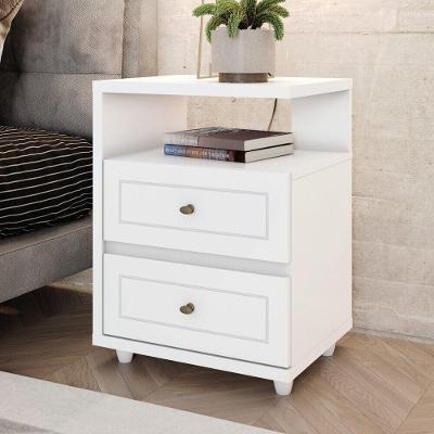 Mesa de Cabeceira Layla 2 Gavetas MDF MDP Branco Casa 812