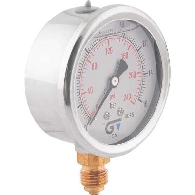 Manômetro Vertical com Glicerina 3822 016 Dupla Escala 0-16 Bar 0-240 Lbf-pol² Genebre