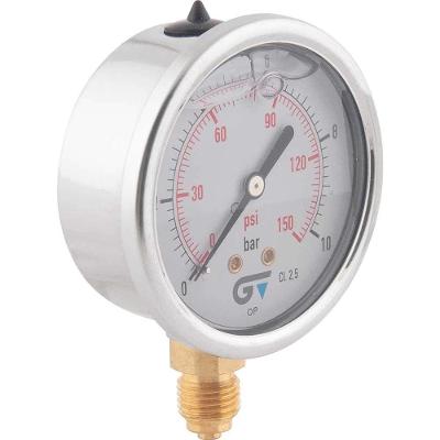 Manômetro Vertical com Glicerina 3822 010 Aço Inox Dupla Escala 0-10 Bar 0-150 Lbf-pol² Genebre