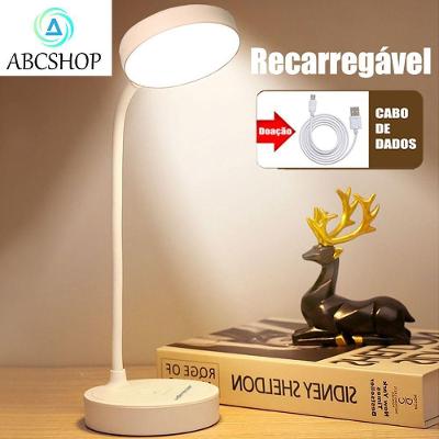 Luminária Mesa LED Proteção Ocular USB 3 Brilhos Branco OEM Recarregável
