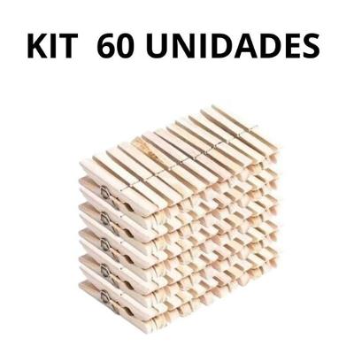 Kit Prendedores de Roupas Madeira Reforcados Antideslizantes para Varal e Artesanato 60 Unidades OEM