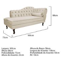 Diva Recamier Diana 185Cm Lado Esquerdo Corano - Doce Sonho Móveis Cor Bege - 2