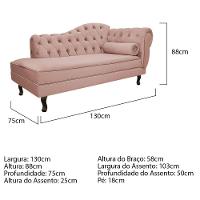Kit Diva Recamier Diana 130Cm Lado Esquerdo E 02 Poltronas Classic Suede Rosê - 11
