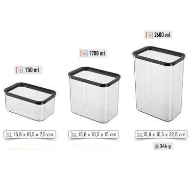 Conjunto de Potes Herméticos Plásticos Vedação com Silicone para Cozinha Transparente e Preto Top