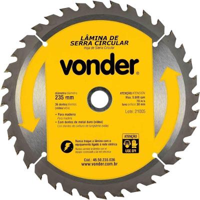 Lâmina de Serra Circular Metal Duro Vídea 235MM X 30MM 36 Dentes Vonder