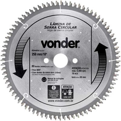 Lâmina de Serra Circular 4650025080 Corte em Mdf Dentes de Metal Duro Vonder