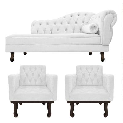 Kit Diva Recamier Diana 130cm Lado Esquerdo E 02 Poltronas Classic Corano - Adj Decor Cor Branco