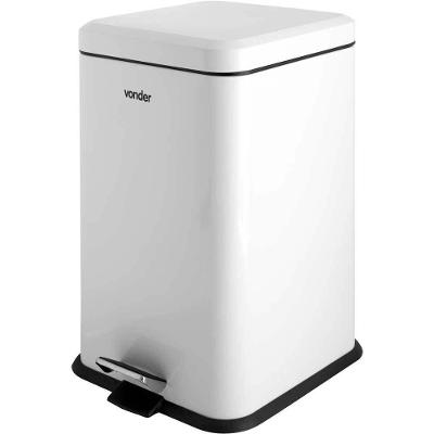 Lixeira Retangular com Pedal Ostenvonder 6356020002 20L Aço Inox Tampa Inox com Amortecimento Branca