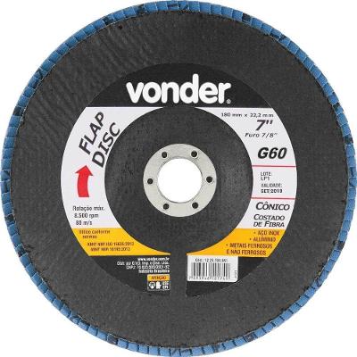 Flap-disc Disco de Desbaste-acabamento Cônico Grão 60 7 180mm Vonder