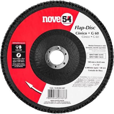 Disco de Desbaste-acabamento Flap-disc Grão 60 7" 180mm Cônico Metais Não Ferrosos Nove54