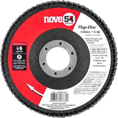 Disco de Desbaste-acabamento Flap-disc Nove54 Ostenvonder Grão 60 Cônico Vonder