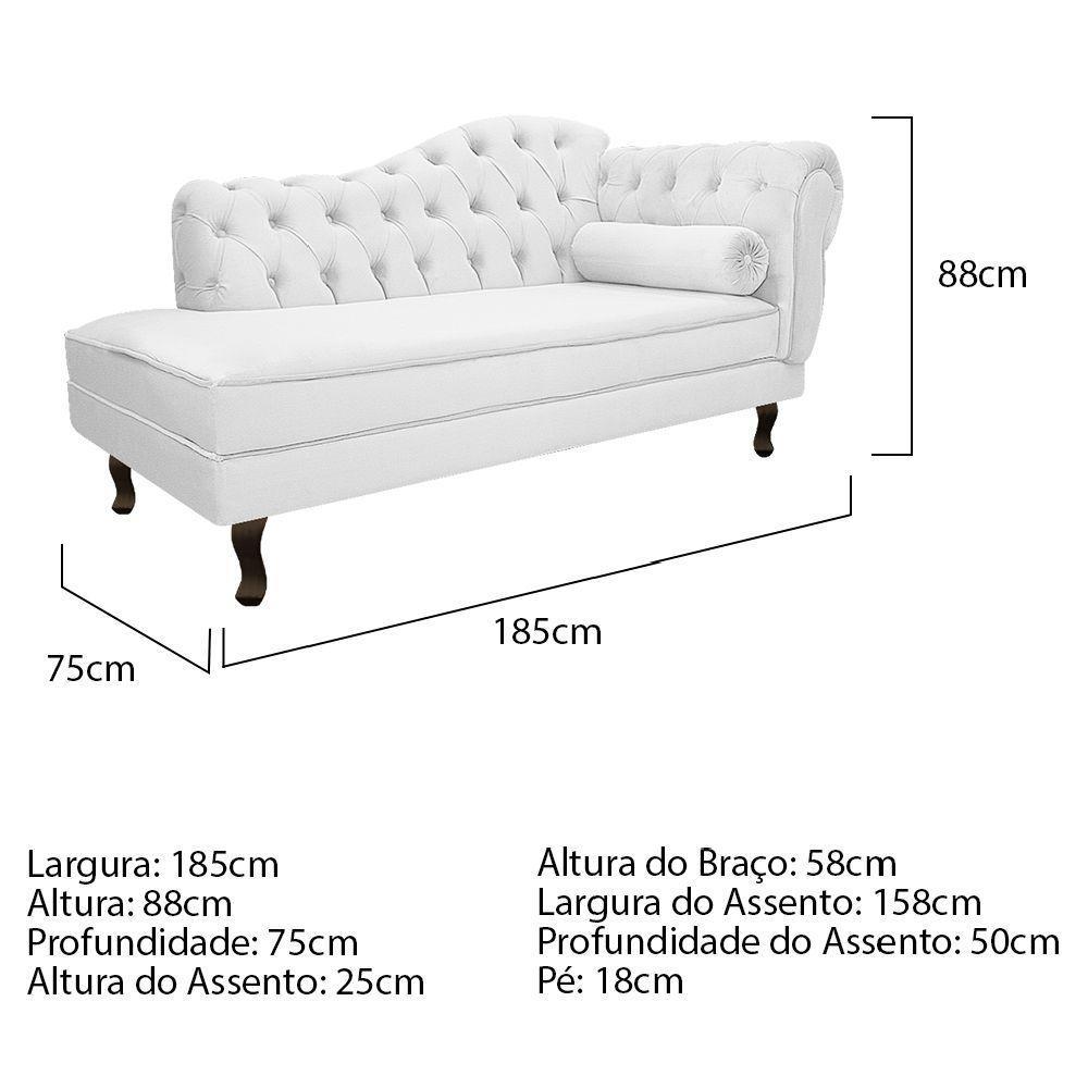 Diva Recamier Diana 185Cm Lado Esquerdo Corano - Doce Sonho Móveis Cor Branco - 2