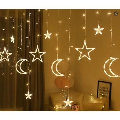 Cortina de Luzes LED 3M 130 Leds Pisca com Estrelas Anéis e Cristais Multicolorida e Branco Quente